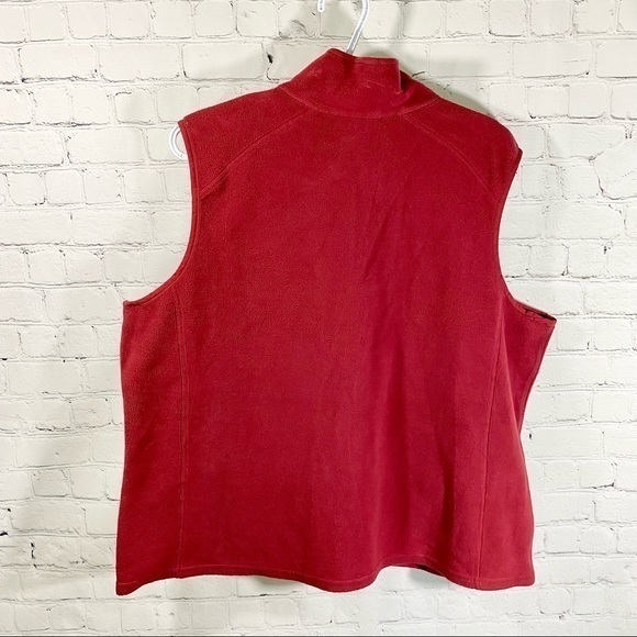LL Bean Red Fleece Jacket Vest Zip Front 1X - Picture 5 of 6